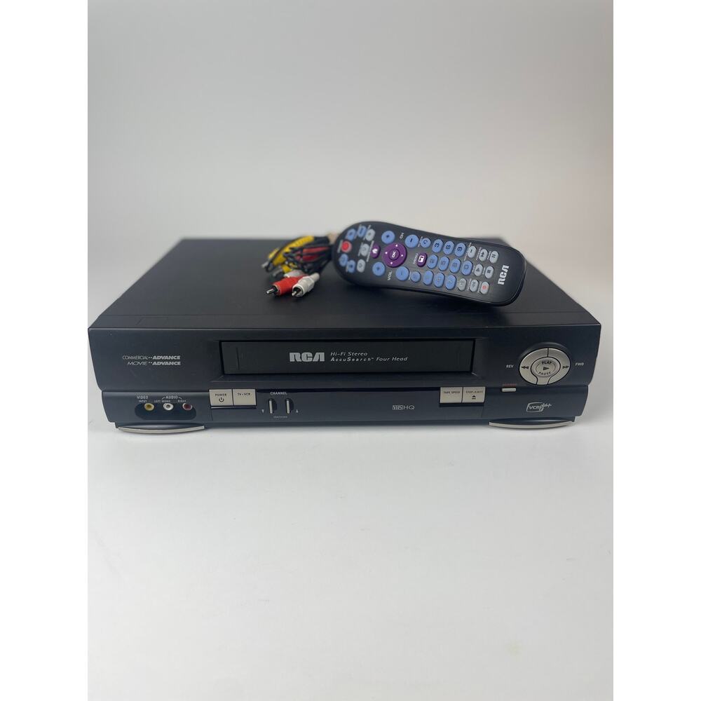 RCA 4 Head VCR VR639HF VHS Player Remote AV Cords TESTED/CLEANED